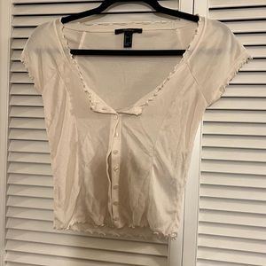 BUTTON DOWN CARDIGAN STYLE OFF WHITE TEE SHIRT